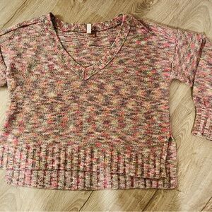 Multicolor V-Neck Women's Sweater
